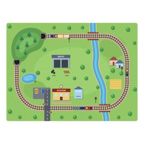 Train track kids - table, sticker